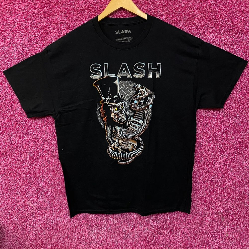Slash Skull Guitar Snake Rock T-Shirt XL